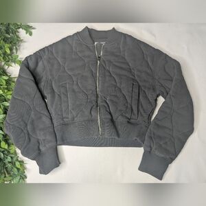 Abercrombie & Fitch Soft A&F collection Gray Quilted Crop Bomber Jacket Size XS